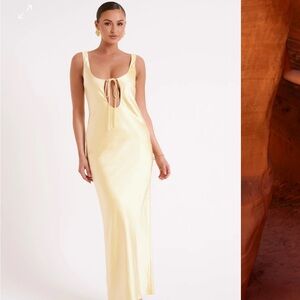 Aubrie Keyhole Satin Maxi dress Color Butter. New with tags!
